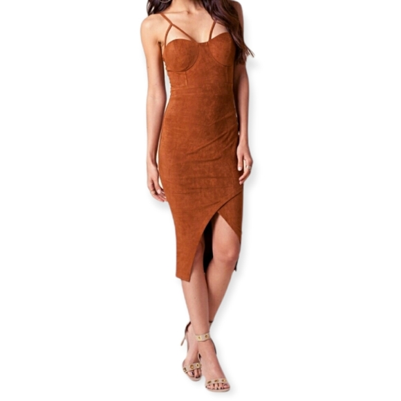 NEW! {DOWNTOWN FAUX SUEDE BODY CON MIDI} - Picture 2 of 12
